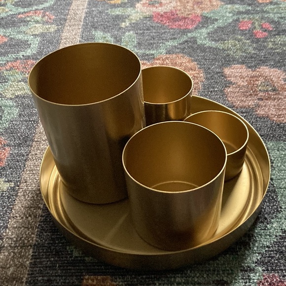 World Market Kiara Gold 4 Cup Desk Organizer With Tray - Picture 4 of 5